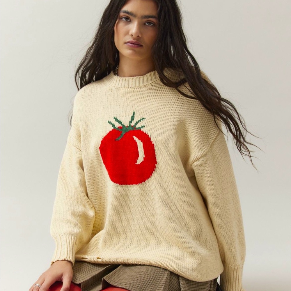 SOLD on Depop//BDG Sully Icon Distressed Sweater in Tomato